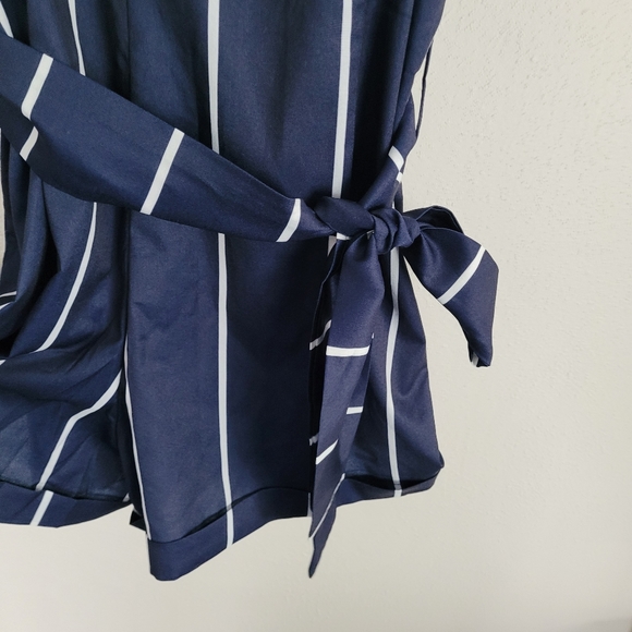 Zaful Navy Blue and White Romper Size 6 - Picture 5 of 11